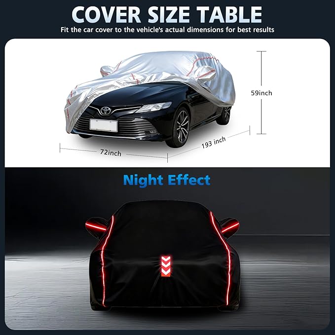 Car Cover Waterproof All Weather for Toyota Camry, 30 S Quick Install Underbody Wrap-Around Mount Car Covers for Automobiles