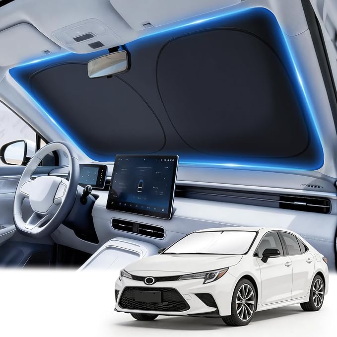 JUSTTOP Windshield Sun Shade for 2020-2026 Toyota Corolla (Not for Corolla Cross) Accessories | Easy-Fold Windshield Sun Shade | 300T Upgraded Heat & UV Reflective Sunshade for Car Windshield
