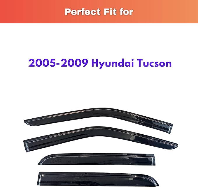 KPY Rain Guards Fit for 2005-2009 Hyundai Tucson, Out-Channel Window Visors Vent Wind Deflectors 4PC, Car Accessories for 05-09 Tucson