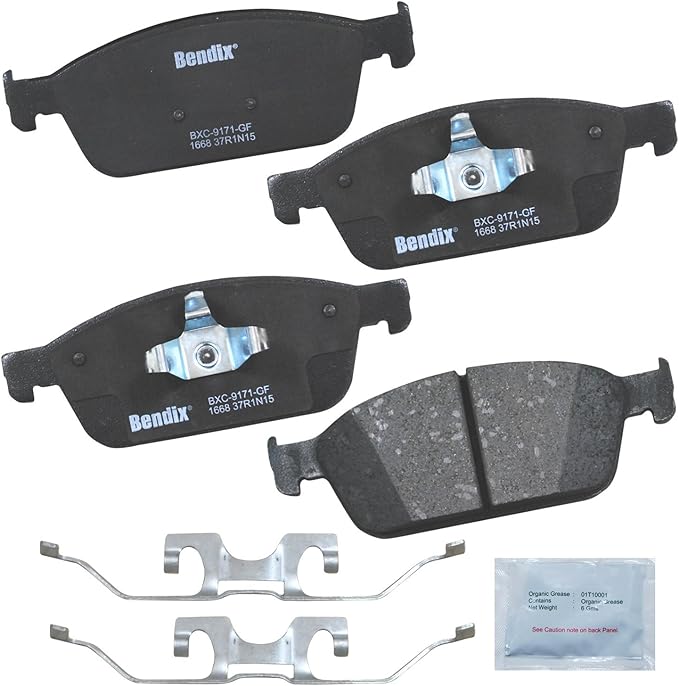 Bendix Priority1 CFC1668 Ceramic Front Brake Pads for Ford Focus 2018-2013, Lincoln MKC 2019-2015