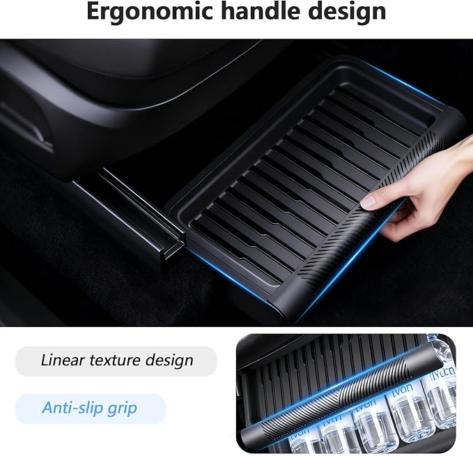 Upgraded Under seat Storage Tray with Lid for Tesla Model Y Juniper 2026, Hidden Under-Seat Organizer Box, Anti-Slip & Dustproof Design, Large-Capacity Interior Storage Accessories