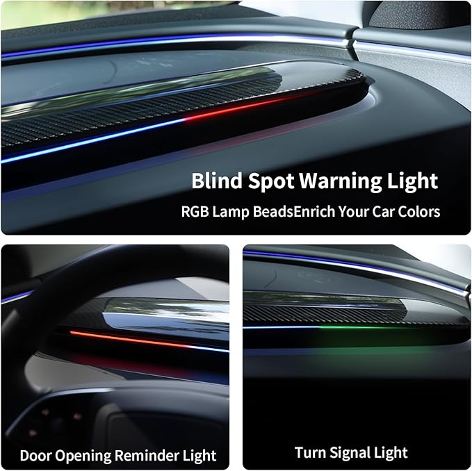 Ambient Light with Blind Spot Detection & Warning for Tesla Model 3 (2021–2023) & Model Y (2020–2024) | BSD Monitoring System | Multi-Color LED Safety Ambient Lighting | OTA Update | AMD
