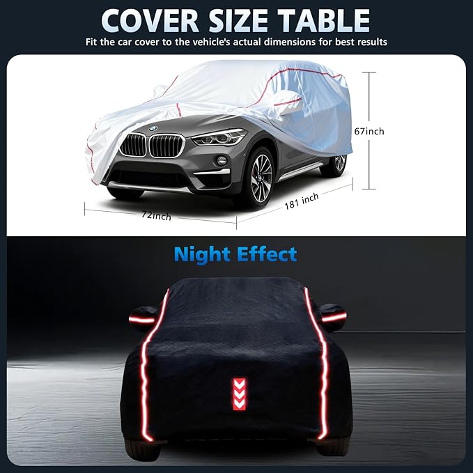 Car Cover Waterproof All Weather for BMW X1 2007-2025,All-Around Fastening and 4 Upgrades, 30s Quick-Install for Car Cover