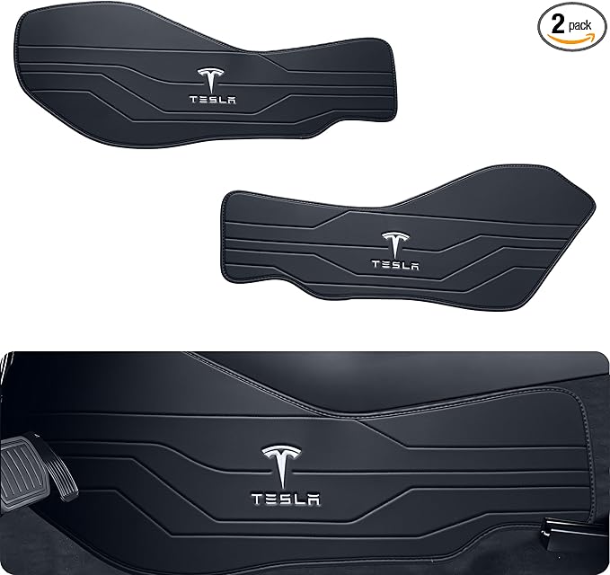 Center Console Leather Side Anti-Kick Mats(2 Pieces) Designed for Tesla Model 3 Highland(2024-2027),Waterproof, Dust Resistant, Front Seat Side Protector Cover Black