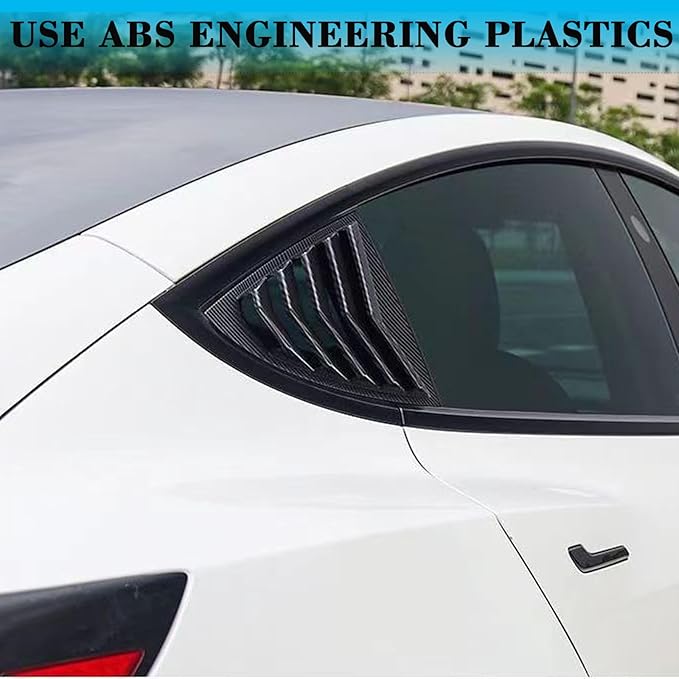 YHCDSEA for Model 3 Rear Side Window Shutter Cover Louver Sport Style Cool Exterior Decoration fit for Tesla Model 3 2017-2026 Accessories (Matt Carbon Fiber Pattern)