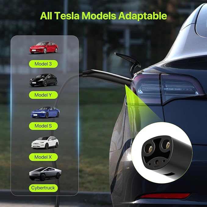 Tesla Charger 40A Level 2 EV Charger NACS 240V with 14-50 Plug 25 FT Cable 9.6KW Portable Tesla Charging Equipment 15-40 Amps Adjustable Current Mobile Electric Car Chargers for Model 3/S/Y