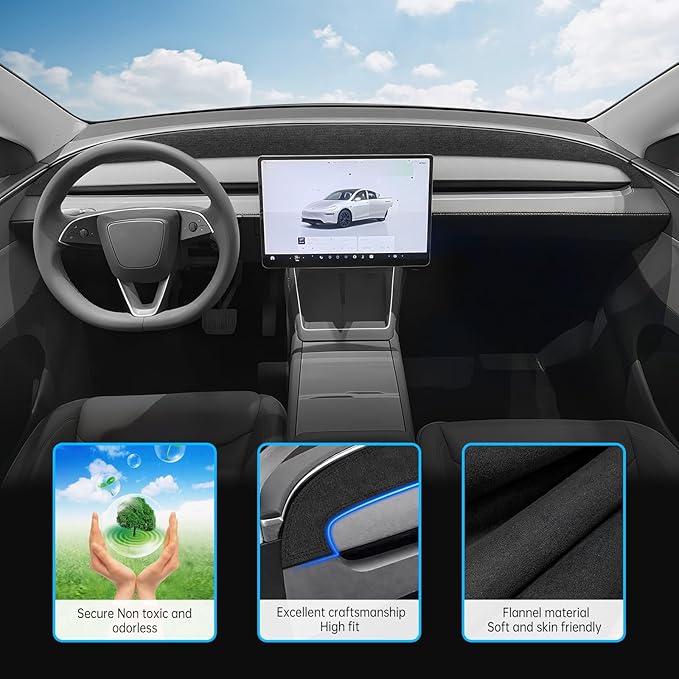MASHA Dashboard Cover for Tesla Model Y Juniper 2025-2026,Flannel Dashboard Pad Dash Mat Compatible with New Tesla Model Y Juniper Dashboard Decorative Interior Auto Accessories