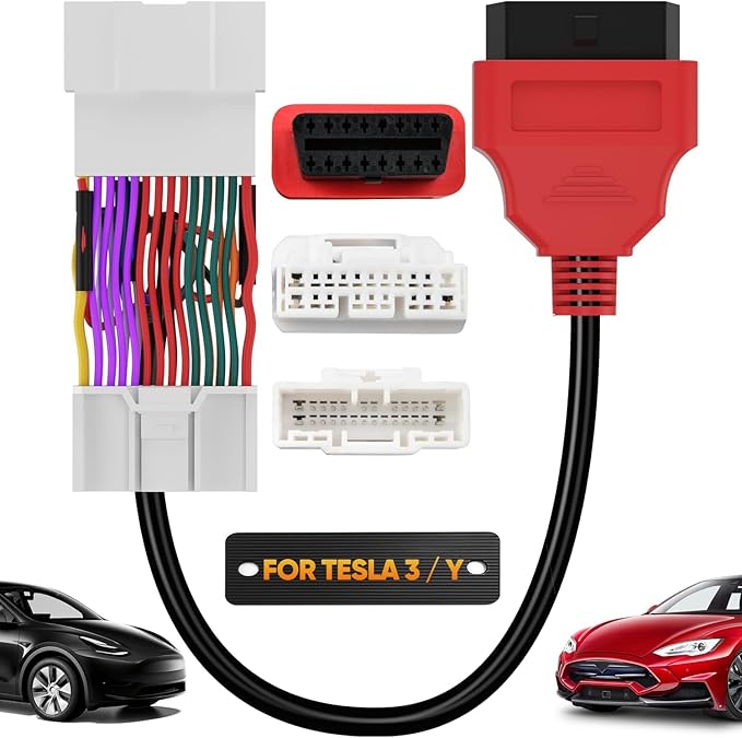 Autel Original TESKIT3Y Teala Diagnostic Cable Adapter for Tesla Model 3 & Y, 26Pin OBD1 to 16 Pin OBD2 Extension Harness Connector Work w/Autel Scanner MaxiSys Ultra/Elite II PRO/ MS908S PRO/ MS909