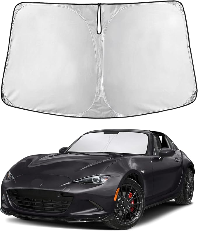 EcoNour Windshield Sunshade Compatible for Mazda MX5 Miata Convertible 2016-2023 2024 2025, Sun Visor for Front Windshield & Window Sun Shade Cover, UV Heat Blocker & Protector, Car Accessories