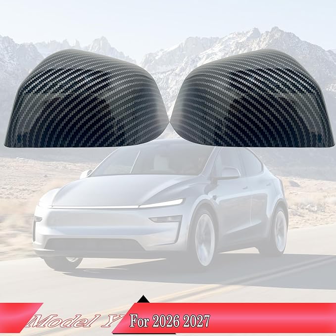 Side Mirror Cover,for Tesla Model Y 2026 2027，2PCS Turn Signal housing Cover Sets car Accessories -Carbon Fiber（OEM-Style Adhesive Tape Design）