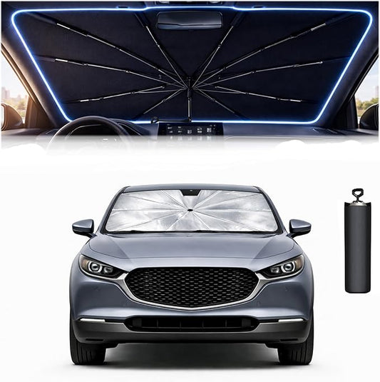 2026 Upgraded Car Windshield Sun Shade Umbrella - Custom-Fit for Mazda CX-30 2019-2026 Sunshade,UV Protection & Heat Reflective,Keep Interior Cooler with Storage Bag