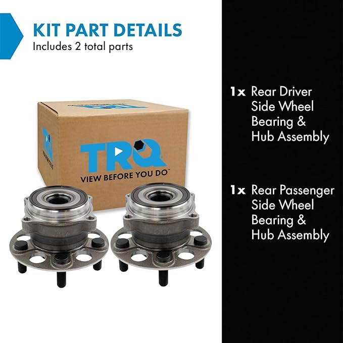 TRQ Rear Left and Right Wheel Bearing and Hub Assembly Set 2 Piece Compatible with 2017-2020 Honda Ridgeline All Wheel Drive 2021 Ridgeline 2022 Ridgeline All Wheel Drive 2023 Ridgeline