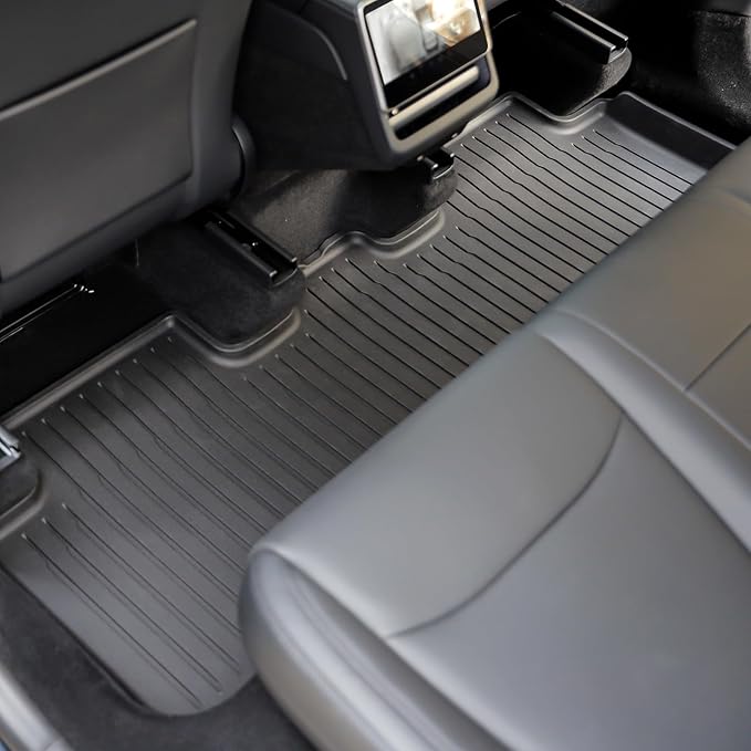 WEIZE Tesla Model Y Juniper Floor Mats 2025 2026, 11 PCS Full Set All Weather Non-Slip Floor Mats & Cargo Liners, Black Car Mats for Tesla Interior Accessories