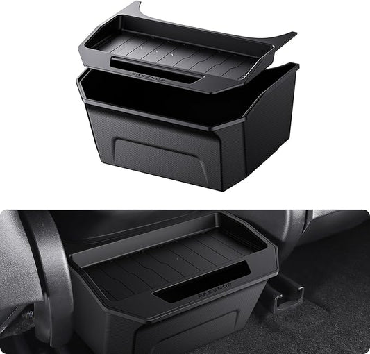 BASENOR 2017-2023 Tesla Model 3 Trash Can, Rear Center Console Organizer Tray, Backseat Storage Box with Lid Cover for Model 3 Interior Accessories(Not Fit 2024 2025 Model 3)