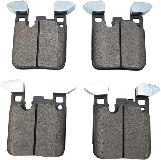 TRQ Rear Ceramic Brake Pad Set Compatible with 17-21 BMW M240i 17-21 230i with Blue Painted Calipers 15-20 M4 without Ceramic Composite Brakes