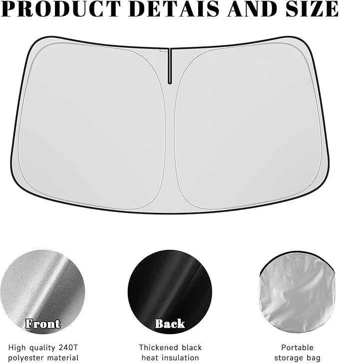 Car Windshield Sun Shade for Ford 2018-2025 Expedition Accessories (OEM Design) Reflective Foldable Heat Insulation Sunshade for Ultimate Protection