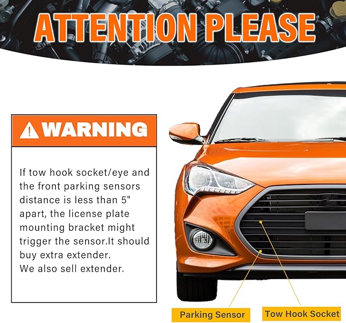License Plate Holder Front License Plate Bracket No Drill Tow Hook Mount Anti-Theft License Plate Frame Compatible with 2017-2019 Hyundai Elantra, 2014-2018 Kia Forte Sedan