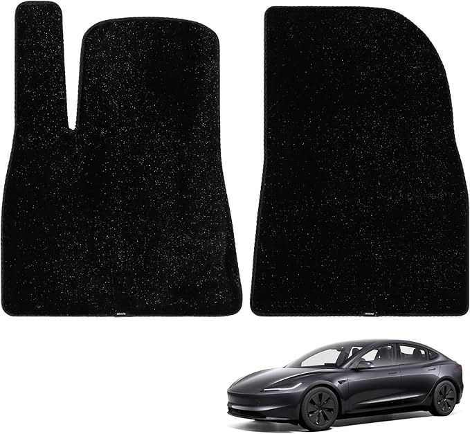 Floor Mats Fits for 2024-2025 Tesla Model 3, 2PCS 0.6" Thick Waterproof Anti-Slip Car Accessories, Premium Plush Odorless Floor Mats for 5-Seater, Noise-Reducing