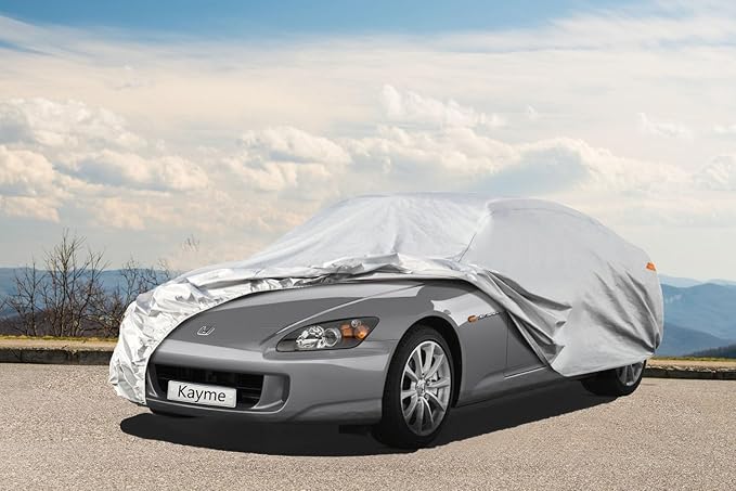 Kayme 6 Layers Car Cover Custom Fit for Honda S2000 (1999-2009) Waterproof All Weather for Automobiles, Outdoor Full Cover Rain Sun UV Protection.Silver