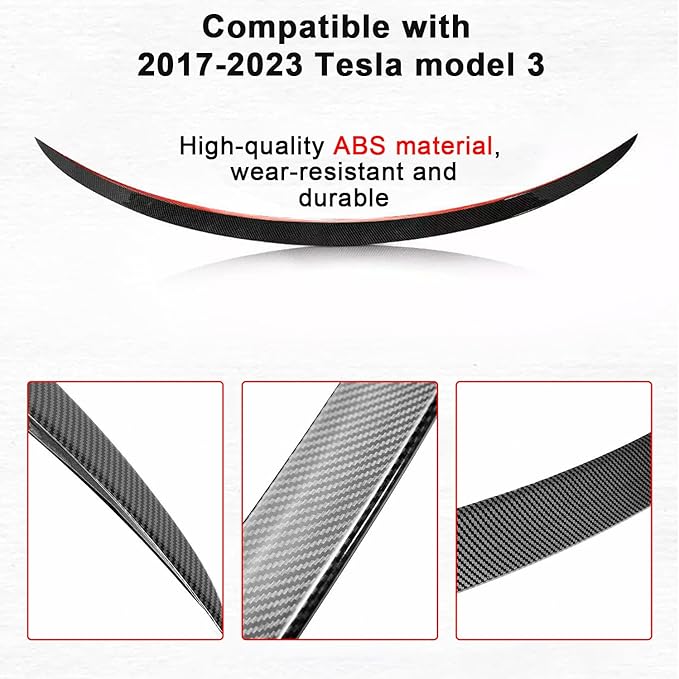 for 2017-2023 Tesla Model 3 Rear Spoiler Model 3 Accessories Rear Trunk Lip Wing (Carbon Fiber)