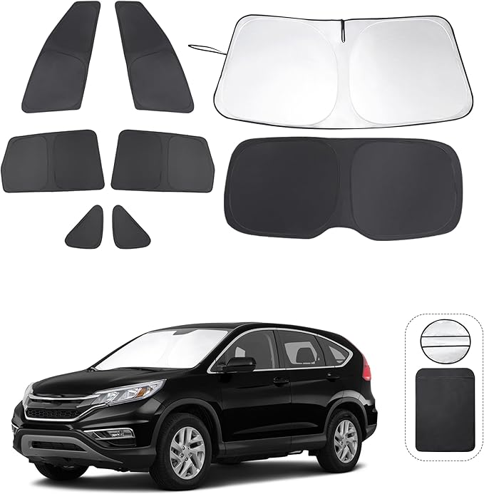 TINGLU Window Shades for Honda CR-V 2012 2013 2014 2015 2016 Accessories Car Side Full Windows Rear Triangular Windshield Sun Shade Sun UV Rays & Privacy Protection for Camping,Napping&Relaxing 8PCS