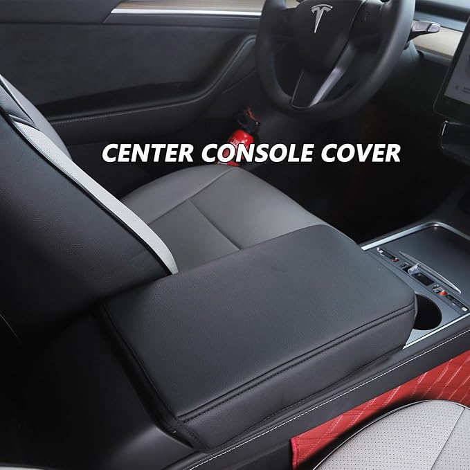 HKZ Custom Fit Model Y Leather Seat Covers for Tesla Model Y 2019 2020 2021 2022 2023 2024,5-Seat Full Set,Car Seat Protector - Black+Grey