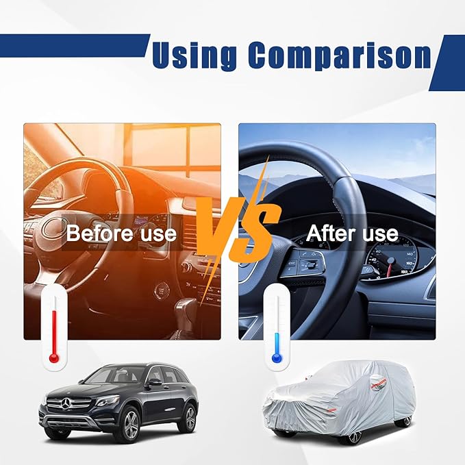Kayme 6 Layers SUV Car Cover Custom Fit for Toyota 4Runner（2002-2025） Waterproof All Weather for Automobiles, Outdoor Full Cover Rain Sun UV Protection.Silver