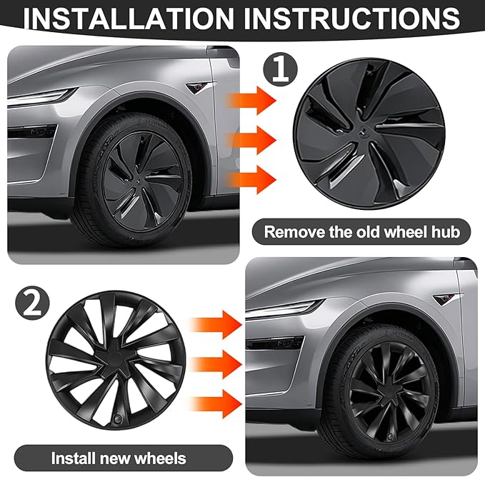 PakaLife Hubcaps for Tesla Model y Juniper Accessories 2026,Black Wheel Covers 19 Inch,Easy Clip-On Installation, (19inch)