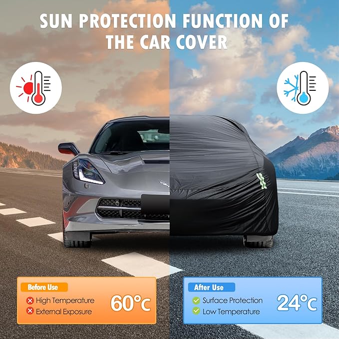 Car Cover Custom Fit for Chevrolet Corvette C4 C5 C6 C7 C8 1980–2026, Waterproof All Weather Full Exterior Cover Sun Snow Rain Protect with Door Zipper (Not Include Mirror Pocket)