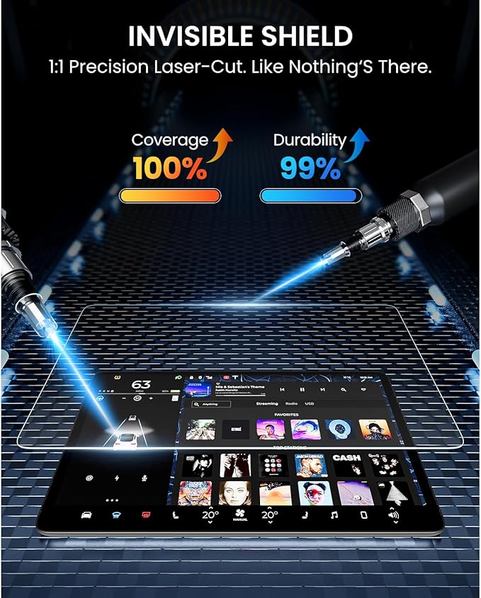 REEVAA 2026 Tesla Model Y Premium & Performance Screen Protector [Anti-Glare & No Fingerprint], 9H Tempered Glass for 2026 Model Y Premium & Performance, with Alignment Frame, Matte, 16 inch