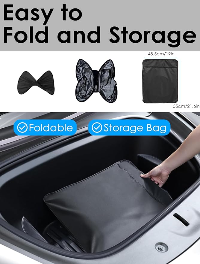 Tesla Model 3 Y Roof Sunshade Accessories 2024-2020 Visor Sunroof Sun Shade UV Reflector 2PCS Reflective Covers Block Harmful UV Rays Glare (Ice Black)