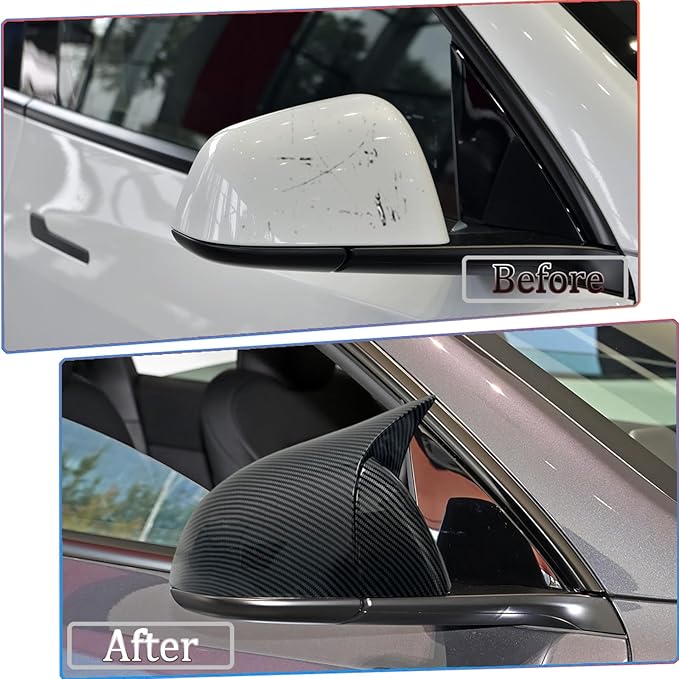 Side Mirror Cover,for Tesla Model Y 2021-2024，2PCS Turn Signal housing Cover Sets car Accessories -Carbon Fiber（Not Fit 2025 Juniper）
