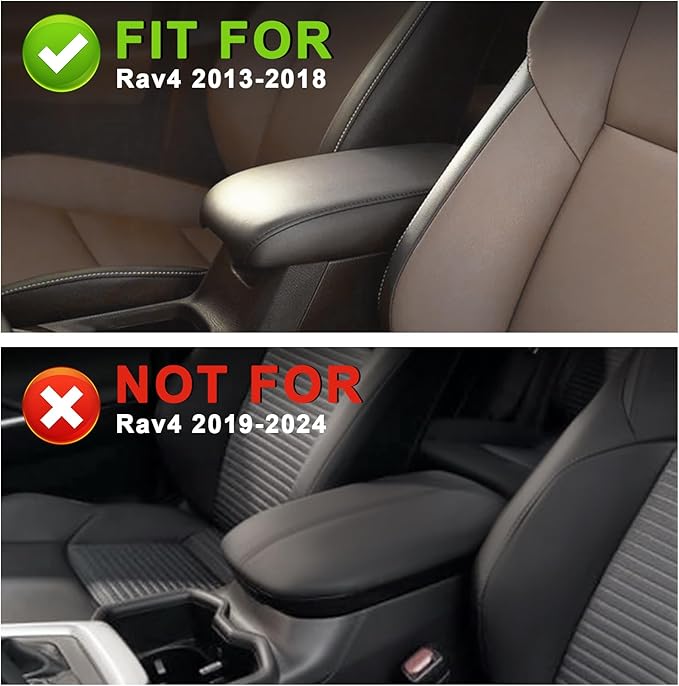 Muslogy Center Console Armrest Cover Fit for Toyota RAV4 2013-2018 Accessories, Comfort Armrest Pad Console Lid Cushion Vegan Leather Regular Thick