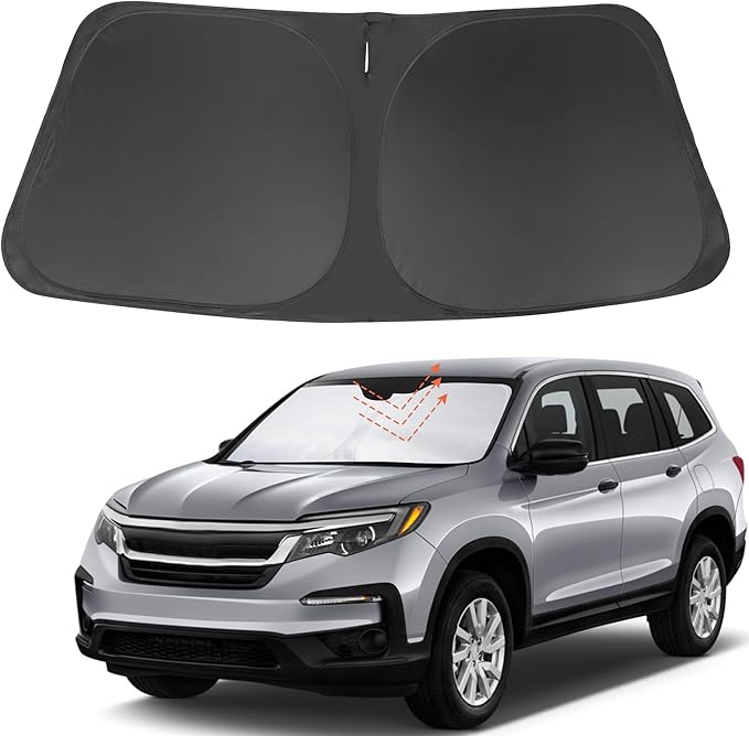 YYCKE Windshield Sun Shade Accessories Compatible with 2016-2025 Pilot EX-L Special Edition Elite Black Edition Touring for Honda Foldable Sunshade Sun Visor Blocks UV