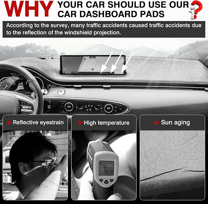 Autorder Dashboard Cover Mat for 2022-2025 Genesis GV70 Accessories Dash Cover Upgrade Velvet Dash Mat Sunshade Glare UV Rays Protector