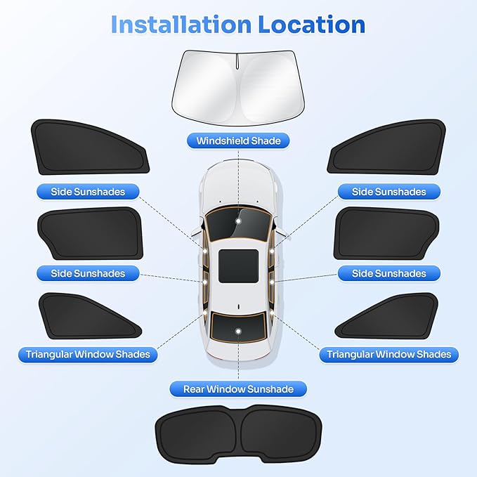Sunshades for 2021-2025 2026 Toyota Sienna Accessories Windshield Sun Shade Side Rear Window Shade Cover Sun Visor Shield Privacy Protection for Camping Keep Vehicle Cool Black 8PCS