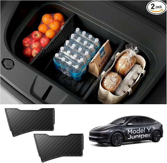 Front Trunk Divider for Tesla Model Y Juniper Premium/Performance 2025 2026 - Storage Organization Solution, Silicone Padded Snug Fit, Reduces Rattle Noise, Frunk Organizer Partition Set (Pack of 2)