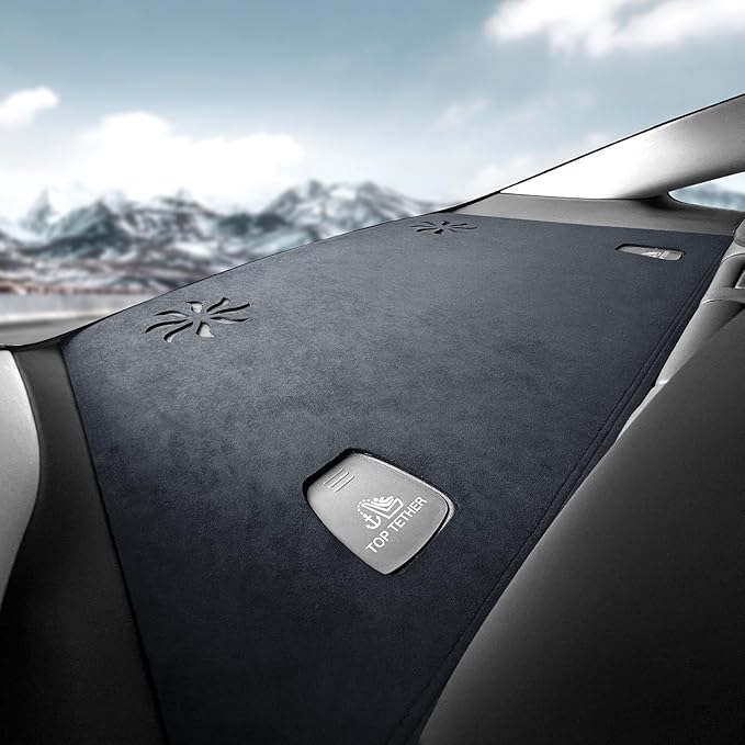 for Tesla Model 3 2024 Dashboard Cover Flannel Nonslip Car Dash Board Mat Decorative Cushion Light-Proof Pad Sunshade No-Glare Interior Auto Accessories (Rear Windshield Mats)