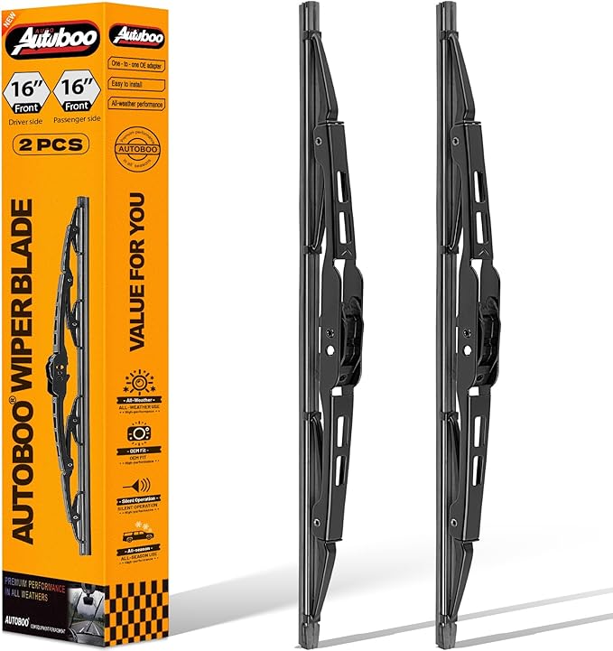 AUTOBOO 16"+16" Wiper Blades Replacement for Jeep Wrangler JL Front Windshield wipers 2024 2023-2018- Original Factory Quality (Pack of 2)