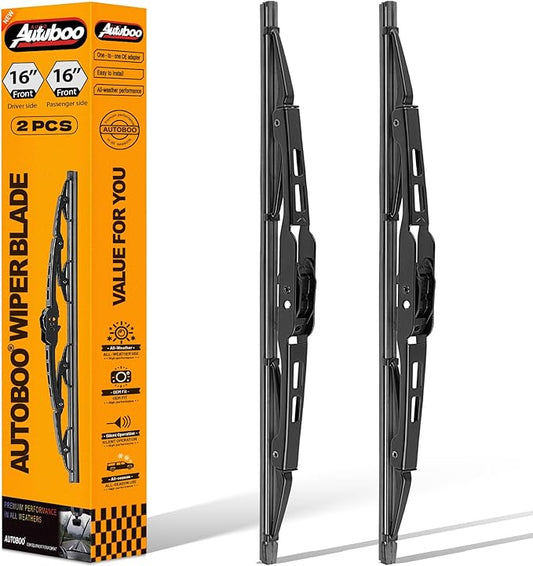 AUTOBOO 16"+16" Wiper Blades Replacement for Jeep Wrangler JL Front Windshield wipers 2024 2023-2018- Original Factory Quality (Pack of 2)
