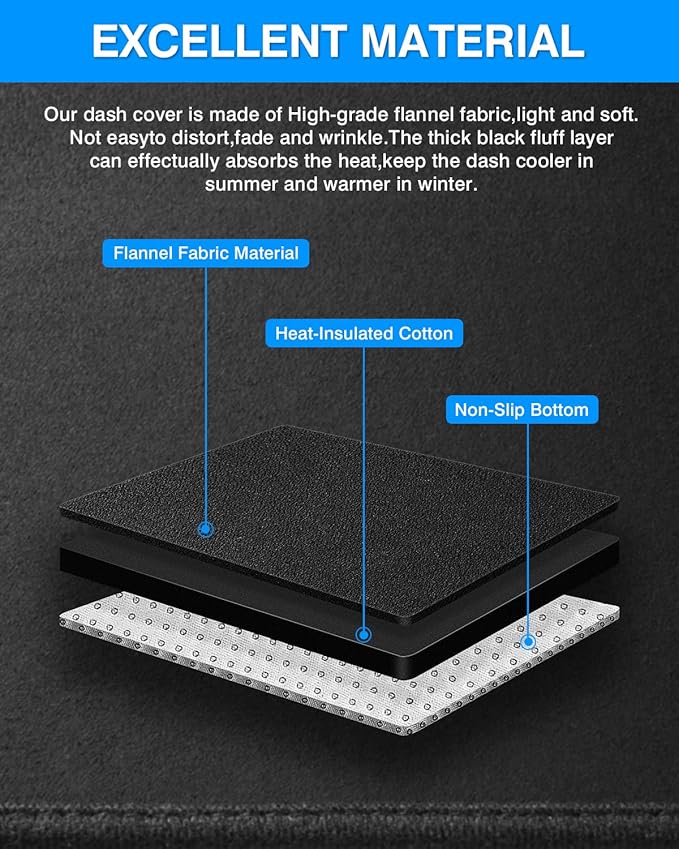 Autorder Dashboard Cover Mat for 2004-2012 Nissan Titan Accessories Dash Cover Flannel Dash Mat Sunshade Glare UV Rays Protector (Without Cutout for Navi/Sensor)