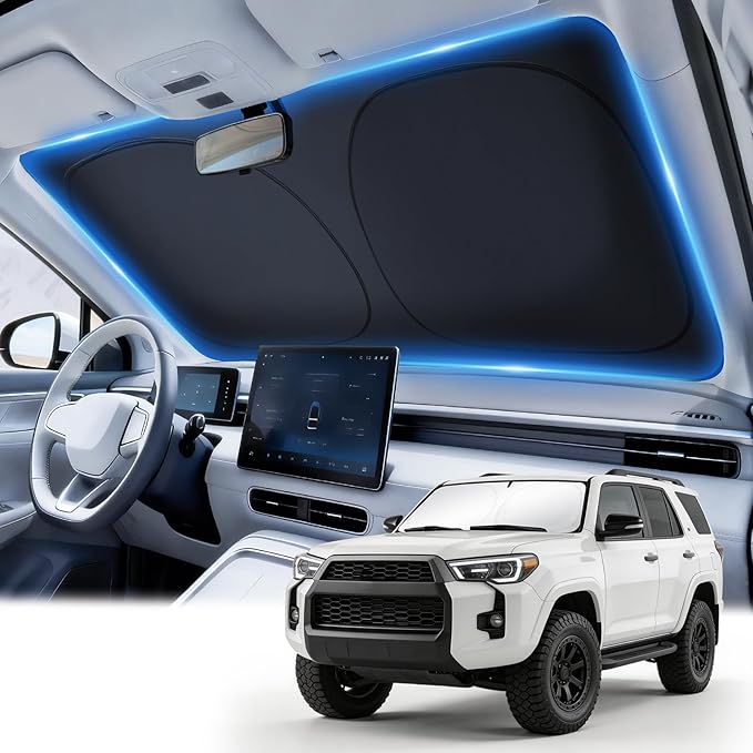 JUSTTOP Windshield Sunshade Custom Fit for Toyota 4Runner 2010-2025 | Easy-Fold Windshield Sun Shade, Car Interior Accessories | 300T Upgraded Heat & UV Reflective Sunshade for Car Windshield