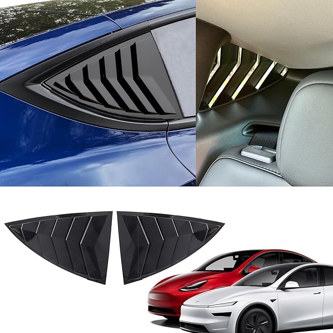 YHCDSEA for Model Y Side Window Louver Cover Sport Style for Tesla Model Y 2021 2022 2023 2024 2025 2026 Accessories (Glossy Black)