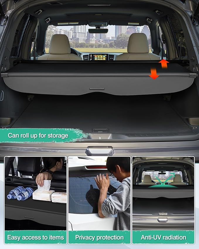 Powerty Cargo Cover for 2019-2024 2025 Honda Passport Accessories Trunk Cover Retractable Trunk Shielding Shade Cargo Luggage Cover