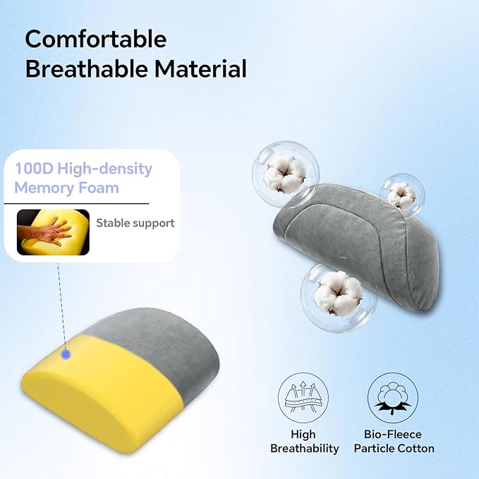 Farmogo Car Headrest Pillow & Lumbar Support Pillow Set for Tesla Model 3/Y/S/X Accessories, Suede Memory Foam Neck & Back Support, Removable Washable Cover - Gray