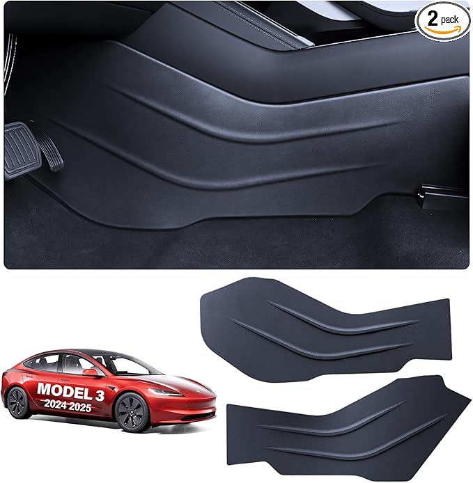 2025 Tesla Center Console Anti Kick Pad Protector Model 3 2024 Highland 2Pcs TPE Seat Anti-Dirty Mat Waterproof Dust Resistant Protector Cover Leather Pad Model 3 Accessories