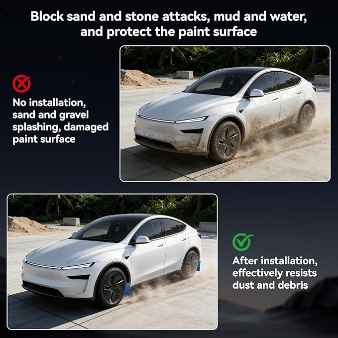 OZPYKAE for 2026 Upgraded New Tesla Model Y Juniper Accessories Mud Flaps,Splash Guards Fenders No Drilling All Weather Protector Mudguards for Tesla New Model Y Juniper 2025 2026 Launch (Black)