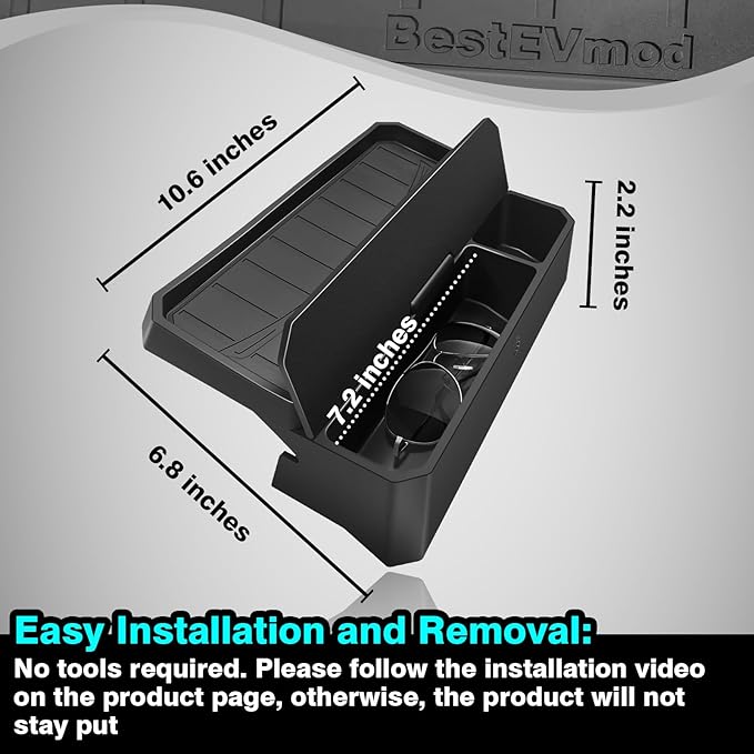 BestEvMod for 2026+ Model Y Juniper Refresh/2026 2025 2024+ Model3 Highland Refresh Sunglasses Holder Screen Dash Console Organizer Accessories Dashboard Organizer Back Storage Box Custom Fit Silicone