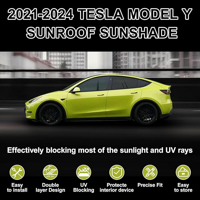 Roof Sunshade for Tesla Model Y 2025-2020, Insulation UV Rays Protection 2025 Sunroof Shade & 2025 Sunshade Roof for Tesla Model Y Accessories 2025 Beige(Not Fit 2025Juniper)