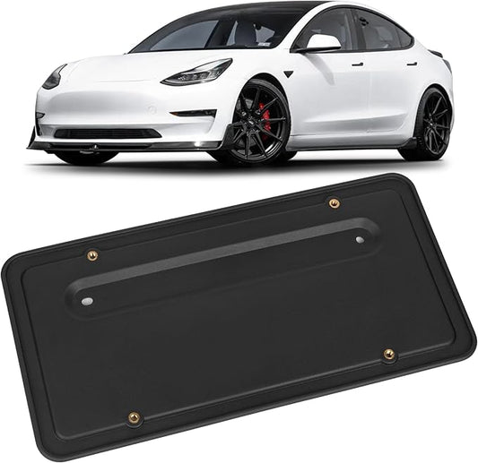 109684400B Rear License Plate Frames for 2017-2023 Tesla Model 3 and 2020-2025 Model Y Car, Rear Plate Holder with 4 Brass Mounting Screw Holes, Rust Proof Rattle Proof License Plate Holder Bracket